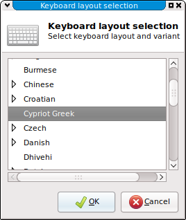 Cypriot Greek keyboard layout appearing in Xfce4's keyboard layout settings panel